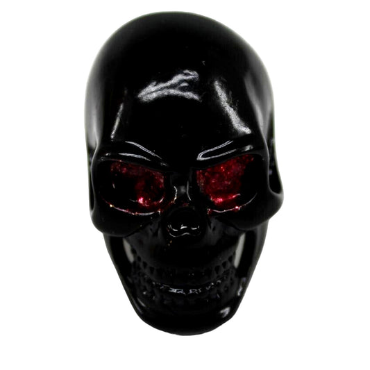 Black Skull Ring • Blood Red Eyes • Evil Grin • Size 10 • Large 1-1/2"