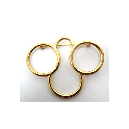 Circles Brooch Pin Gold Tone Triple Round - 2"Long