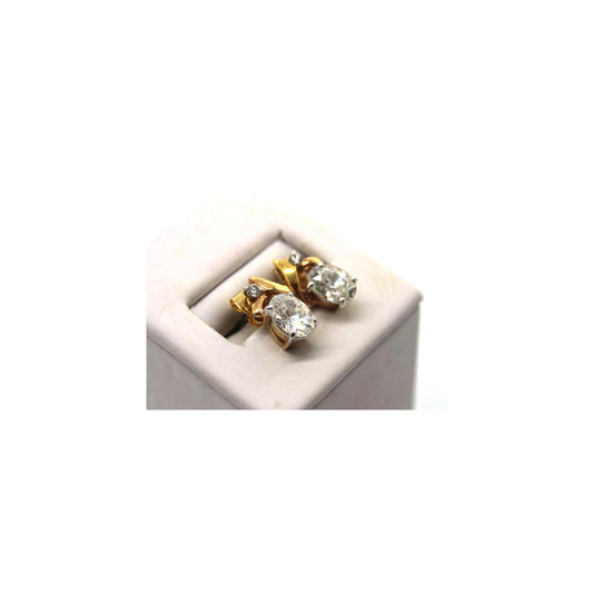 Elegant Sparkling Crystal Earrings in Goldtone • Oval • Prong Set • Pierced
