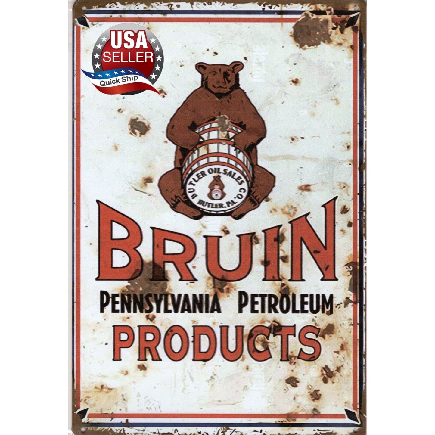 Tin Sign • Petroliana • Bruin Products Pennsylvania Petroleum • Butler Oil Co.