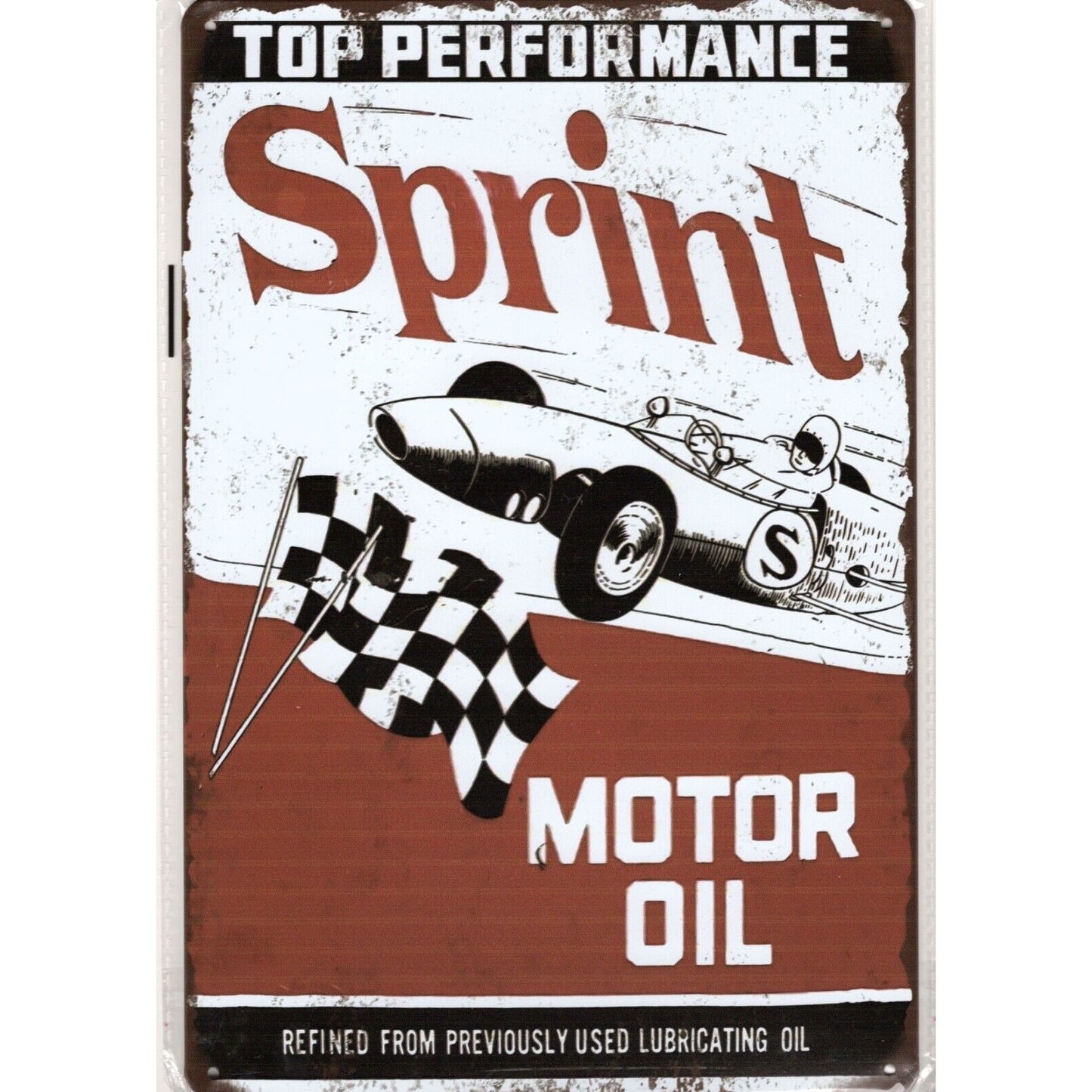 Retro Tin Sign • Petroliana • Sprint Top Performance Motor Oil •Vintage Indy Car