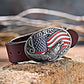 ‘God Bless America’ Eagle Sivertone Belt Buckle • Red White Blue American Flag