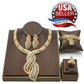 Traditional Rhinestone Bridal Set • Earrings-Necklace-Bracelet-Ring • Gold Tone