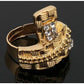 Traditional Rhinestone Bridal Set • Earrings-Necklace-Bracelet-Ring • Gold Tone