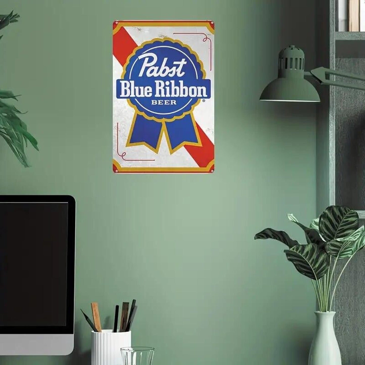 Metal Tin Sign • Pabst Blue Ribbon Beer • Desperate Enterprises PBR • Breweriana