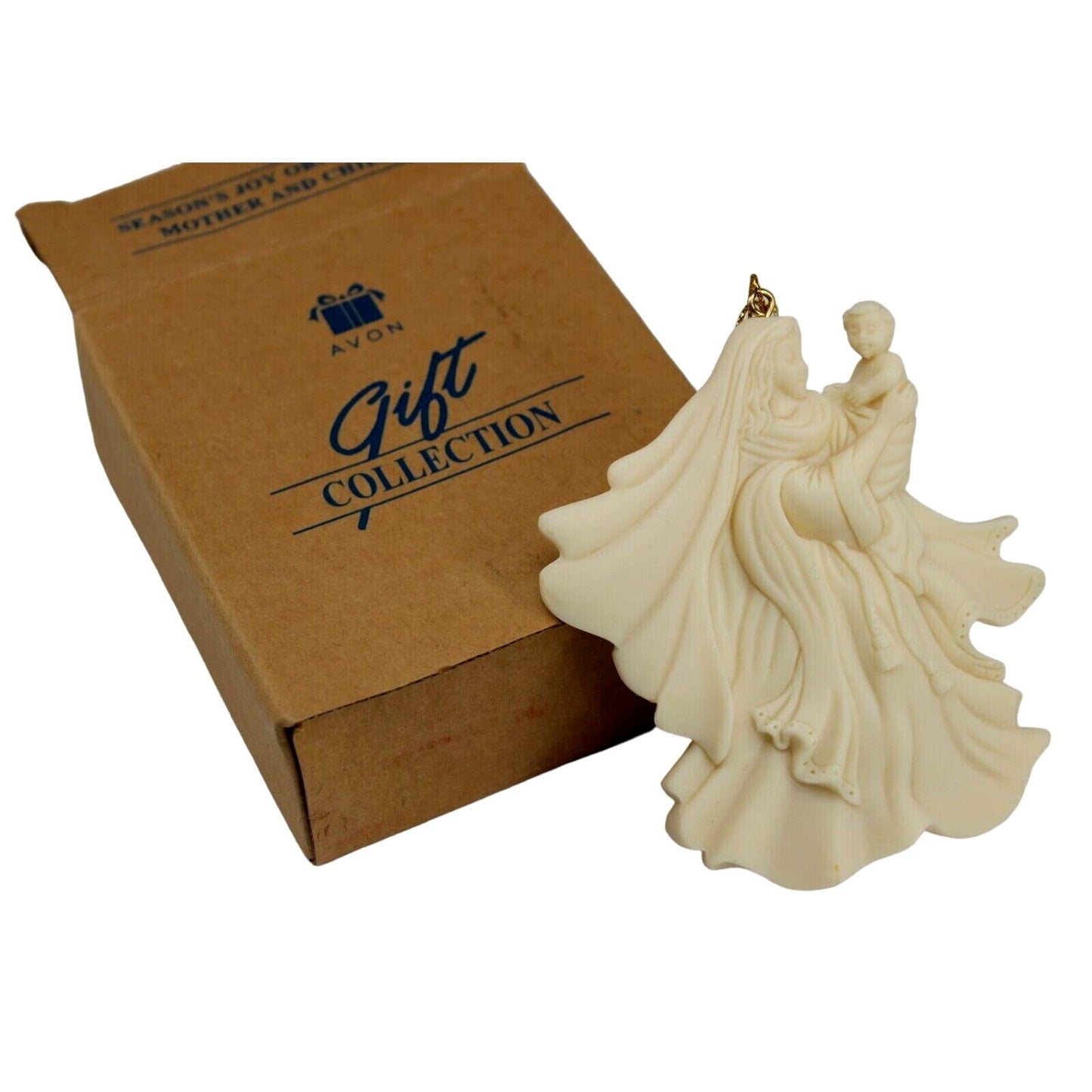 1997 Avon Gift Collection Season's Joy Ornament Mother & Child • Resin 4" Boxed
