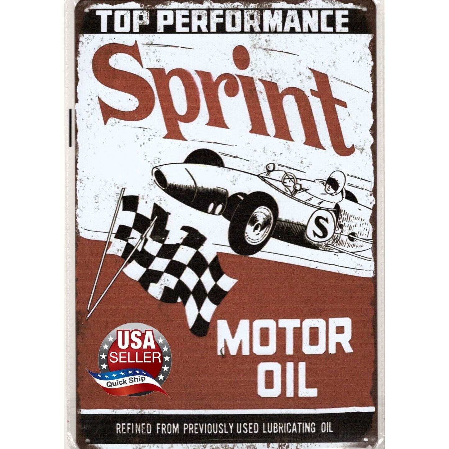 Retro Tin Sign • Petroliana • Sprint Top Performance Motor Oil •Vintage Indy Car