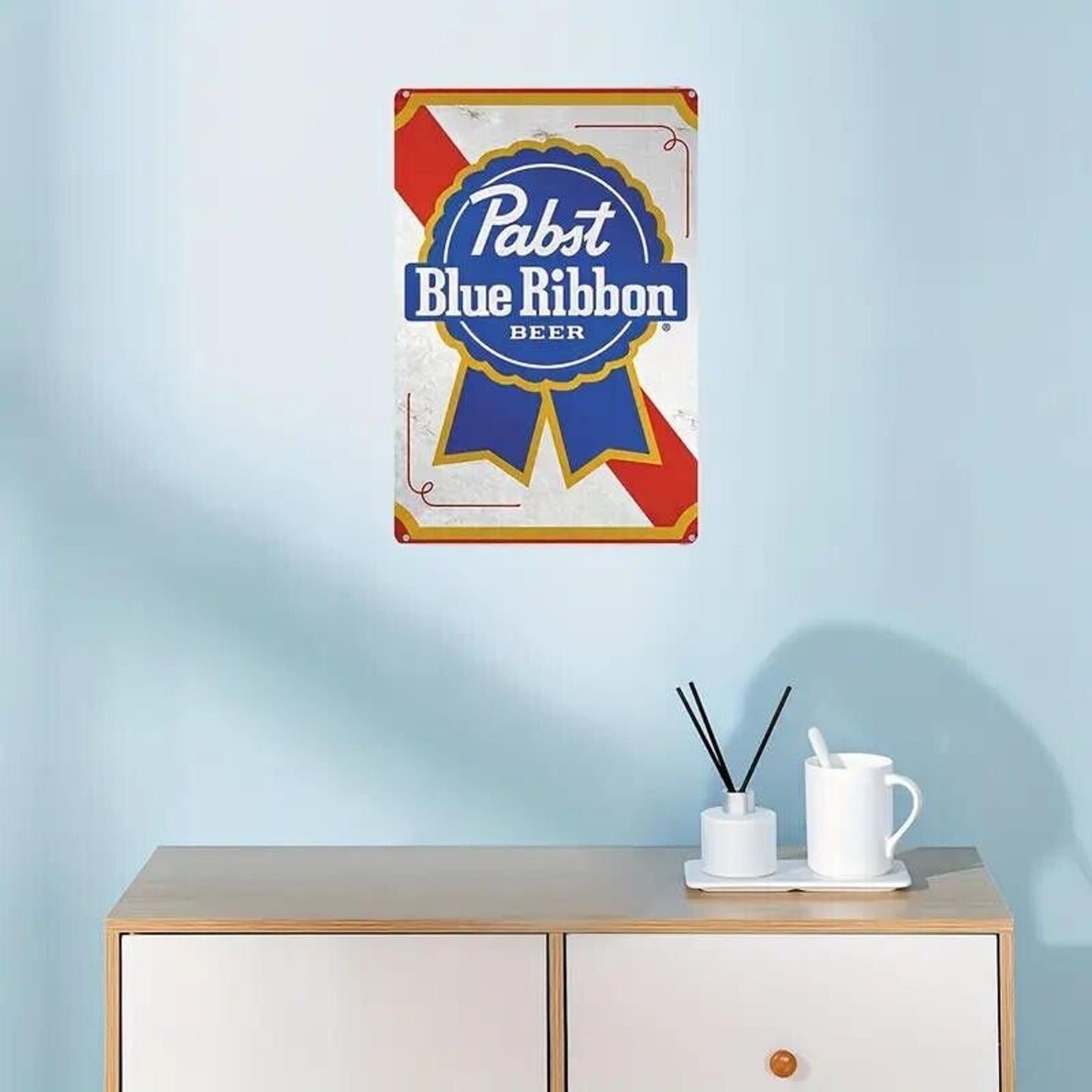 Metal Tin Sign • Pabst Blue Ribbon Beer • Desperate Enterprises PBR • Breweriana