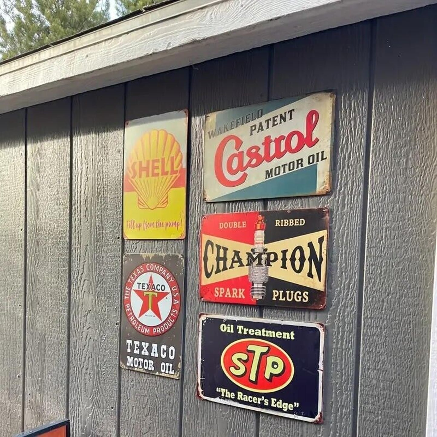 Retro Metal Tin Sign • Petroliana • Champion Spark Plugs • Double Ribbed • 8x12