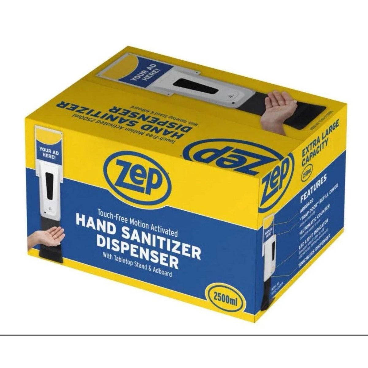 Zep Touch-Free Motion Activated Hand Sanitizer Dispenser & Stand •84.54oz/2500ml