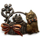 KC Kenneth Cole Cats Kitten Brooch Pin Rhinestone Flower Accent Bow Basket