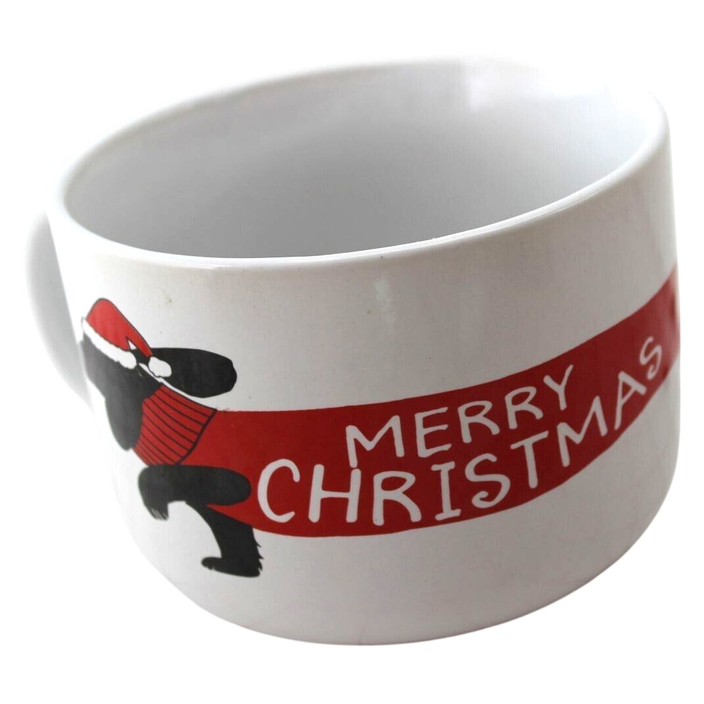 Merry Christmas Dachshund Coffee Mug Large 18oz Doxie Dog Santa Hat Red Sweater