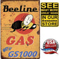 Tin Petroliana Sign • Beeline Gasoline With GS 1000 • Orange Yellow Black Red