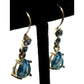 Light Aqua Blue Crystal Rhinestone Earrings • Silvertone • 3/4" Long • Hook