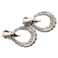 Mid Century Trifari Silver Tone Hoop Earrings • Twisted Rope • Dangle • 1" Drop