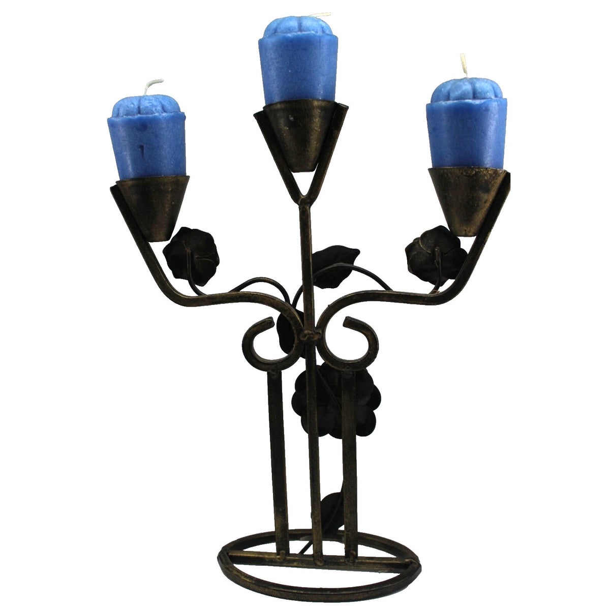 Vintage 3 Arm Candelabra Holder Flowers Leaves Candles Included 11"X8.5"