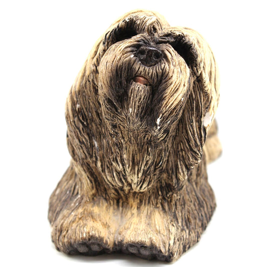 Classic Critters 1984 Loso Dog Figurine Brown Glass Eyes Resin 5.25" x 8"