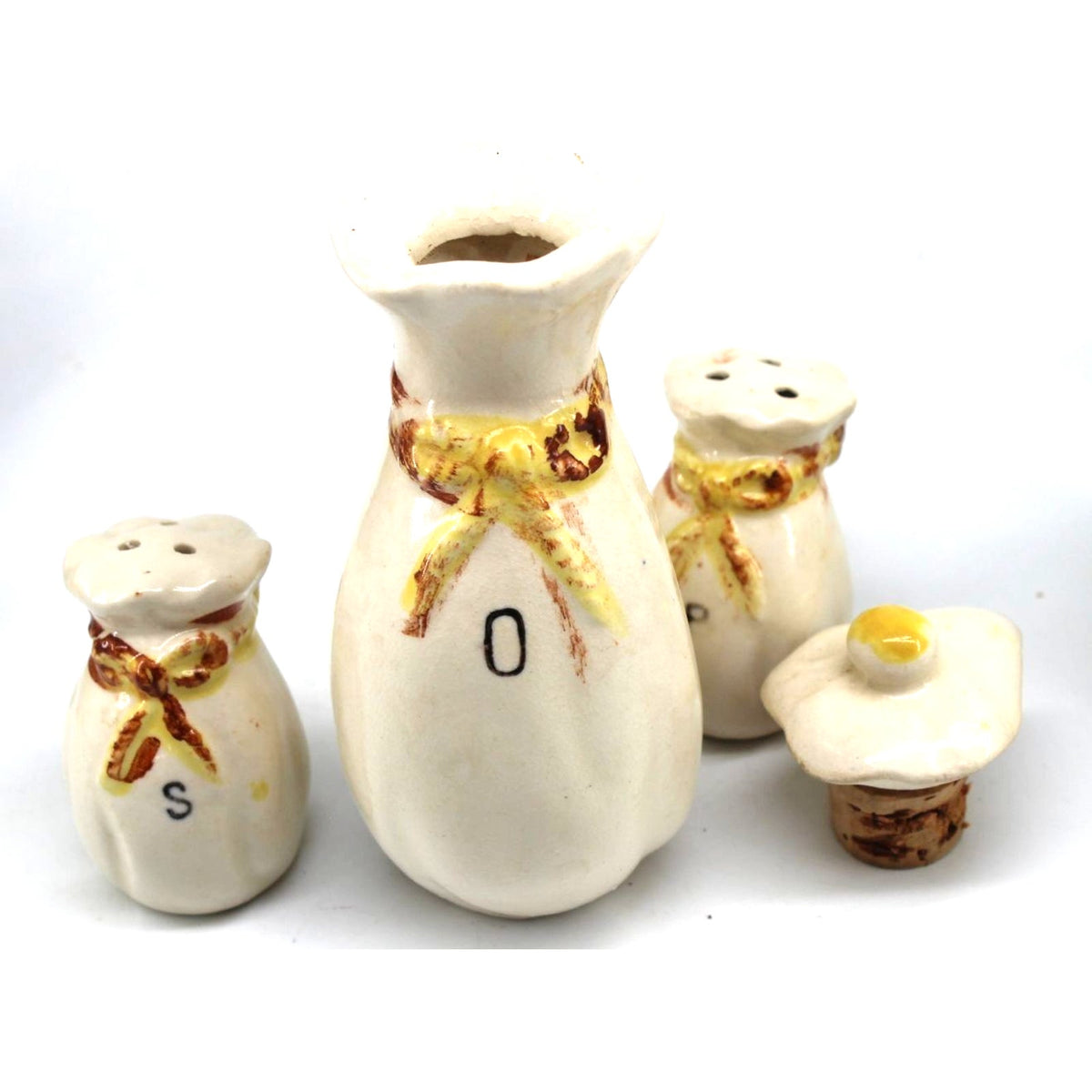 Lot Vintage Salt Pepper Shakers Oil Jar Art Deco Ceramic Silverplate NECO Japan