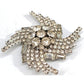 Huge Vtg 3" Tiered Clear Rhinestone Swirl Cluster Baguette Round Swirl Brooch