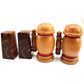 Lot 2 Two Vintage Salt Pepper Shakers Round Wood Handles S P Red Trim