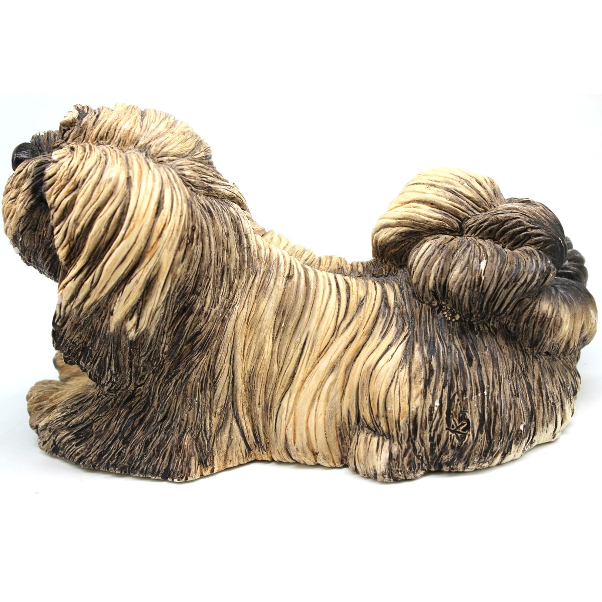 Classic Critters 1984 Loso Dog Figurine Brown Glass Eyes Resin 5.25" x 8"