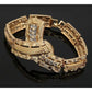 Traditional Rhinestone Bridal Set • Earrings-Necklace-Bracelet-Ring • Gold Tone