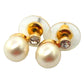 Classic Rhinestone & Faux Pearl Stud Earrings • Gold Tone • 6mm