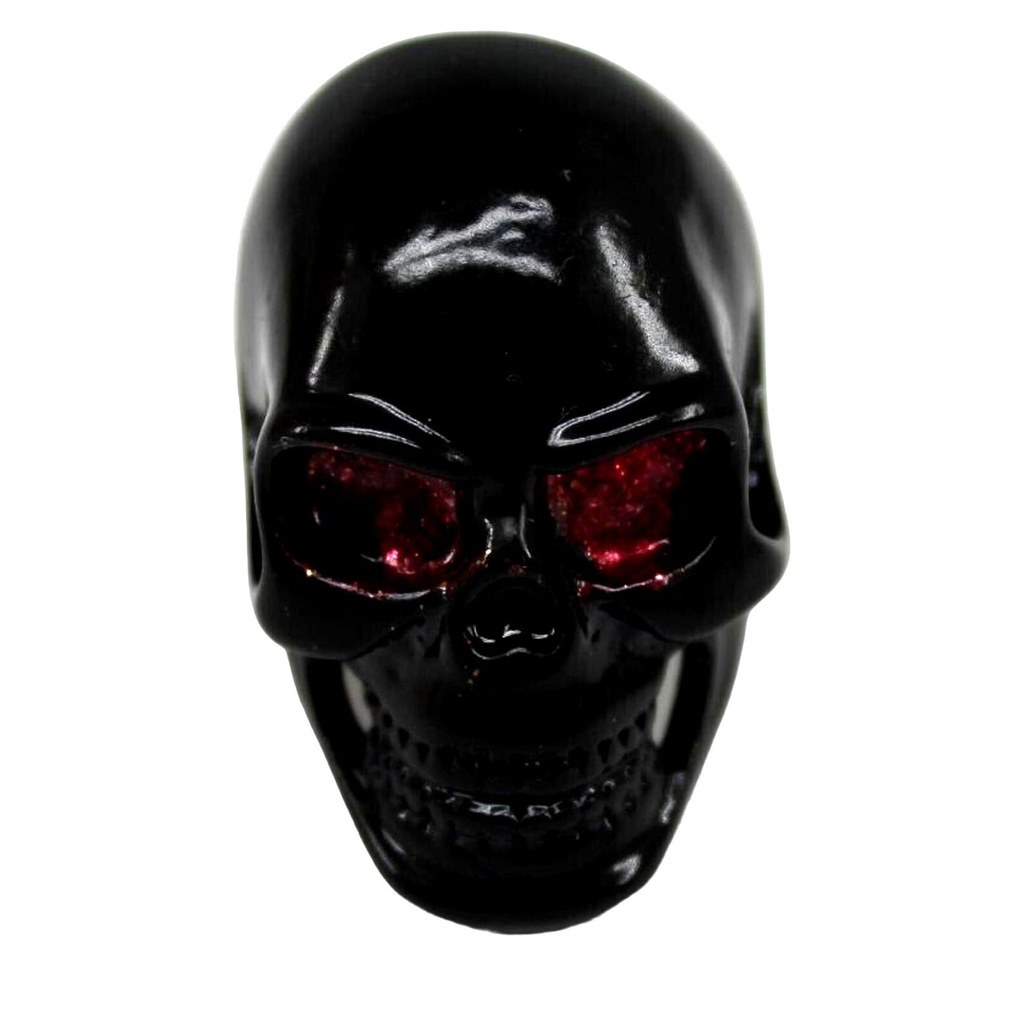 Black Skull Ring • Blood Red Eyes • Evil Grin • Size 10 • Large 1-1/2"