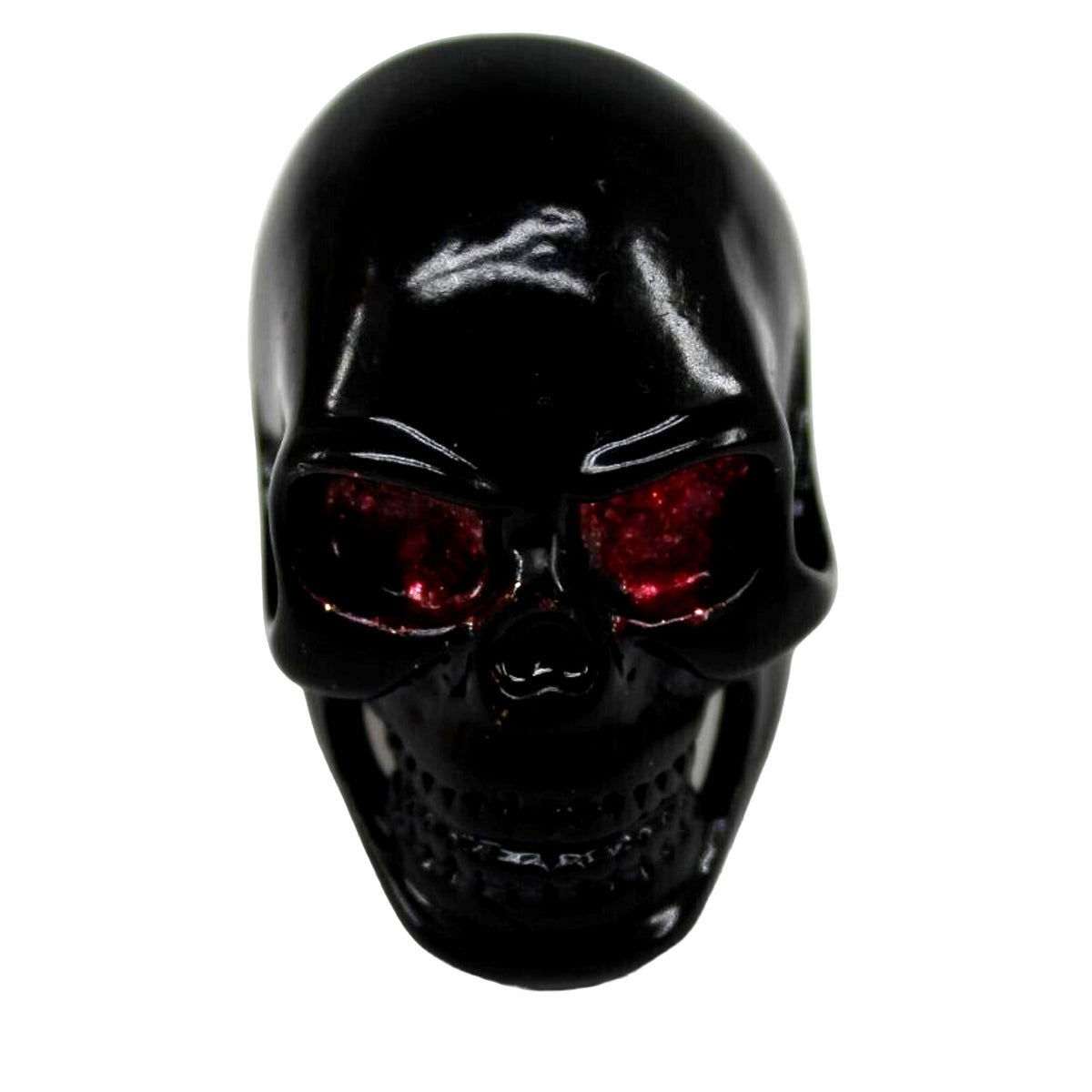 Black Skull Ring • Blood Red Eyes • Evil Grin • Size 10 • Large 1-1/2"