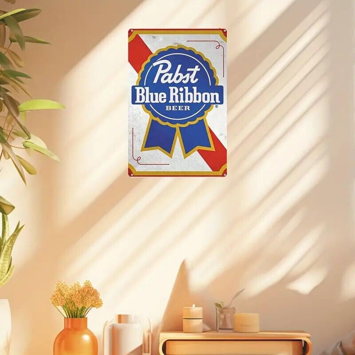 Metal Tin Sign • Pabst Blue Ribbon Beer • Desperate Enterprises PBR • Breweriana