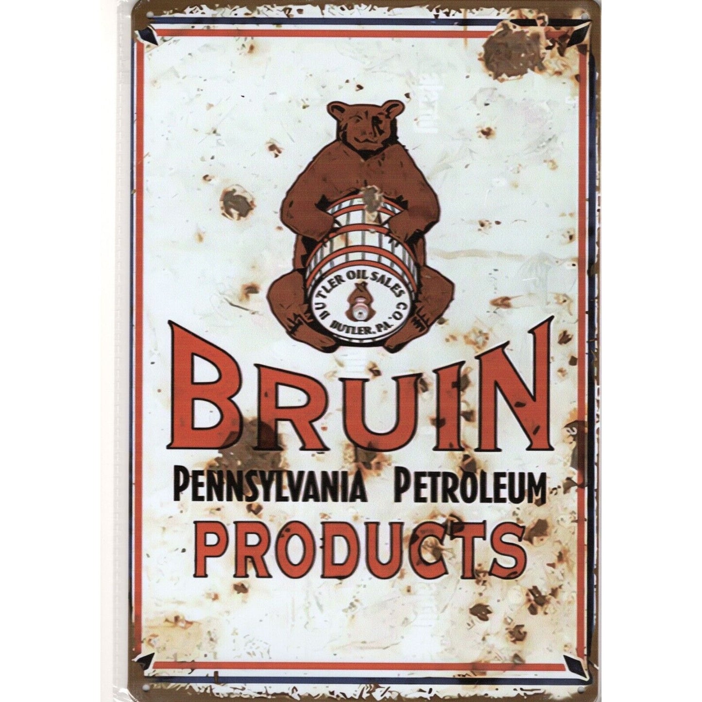 Tin Sign • Petroliana • Bruin Products Pennsylvania Petroleum • Butler Oil Co.
