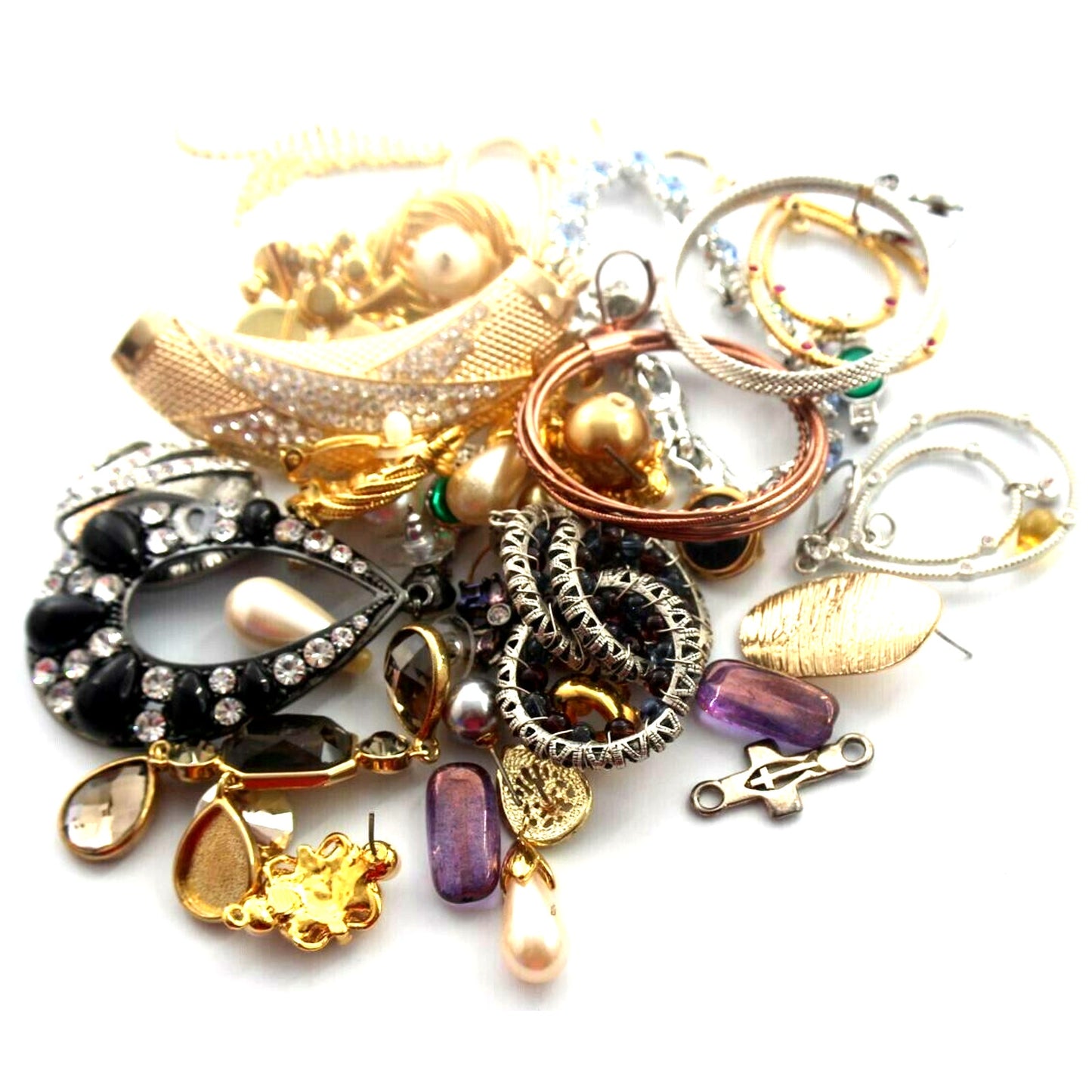 Jewelry Crafters Lot Rhinestone Faux Pearl Single Earrings • 1/2 Pound