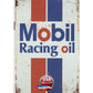 Retro Distressed Tin Sign • Petroliana • Mobil Racing Oil • Red, White, & Blue