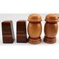 Lot 2 Two Vintage Salt Pepper Shakers Round Wood Handles S P Red Trim