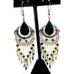 Freshwater Pearl Malachite Dangle Earrings Aqua White Etched Silvertone 3-1/2"