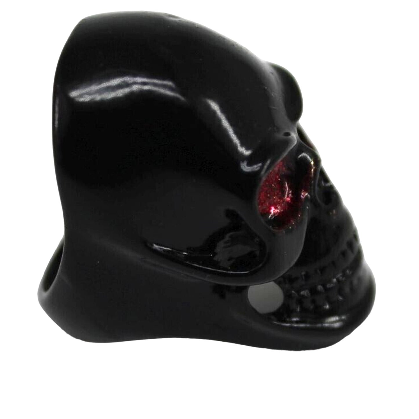 Black Skull Ring • Blood Red Eyes • Evil Grin • Size 10 • Large 1-1/2"
