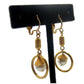 Vintage Gold Tone Dangle Circle Faux Pearl Earrings • Clip On