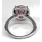 Sparkling Pink Glass Ring Surrounded by Tiny Prong Set Crystals • Silvertone Sz 6