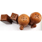Lot 2 Two Vintage Salt Pepper Shakers Round Wood Handles S P Red Trim