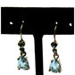 Light Aqua Blue Crystal Rhinestone Earrings • Silvertone • 3/4" Long • Hook