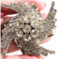 Huge Vtg 3" Tiered Clear Rhinestone Swirl Cluster Baguette Round Swirl Brooch