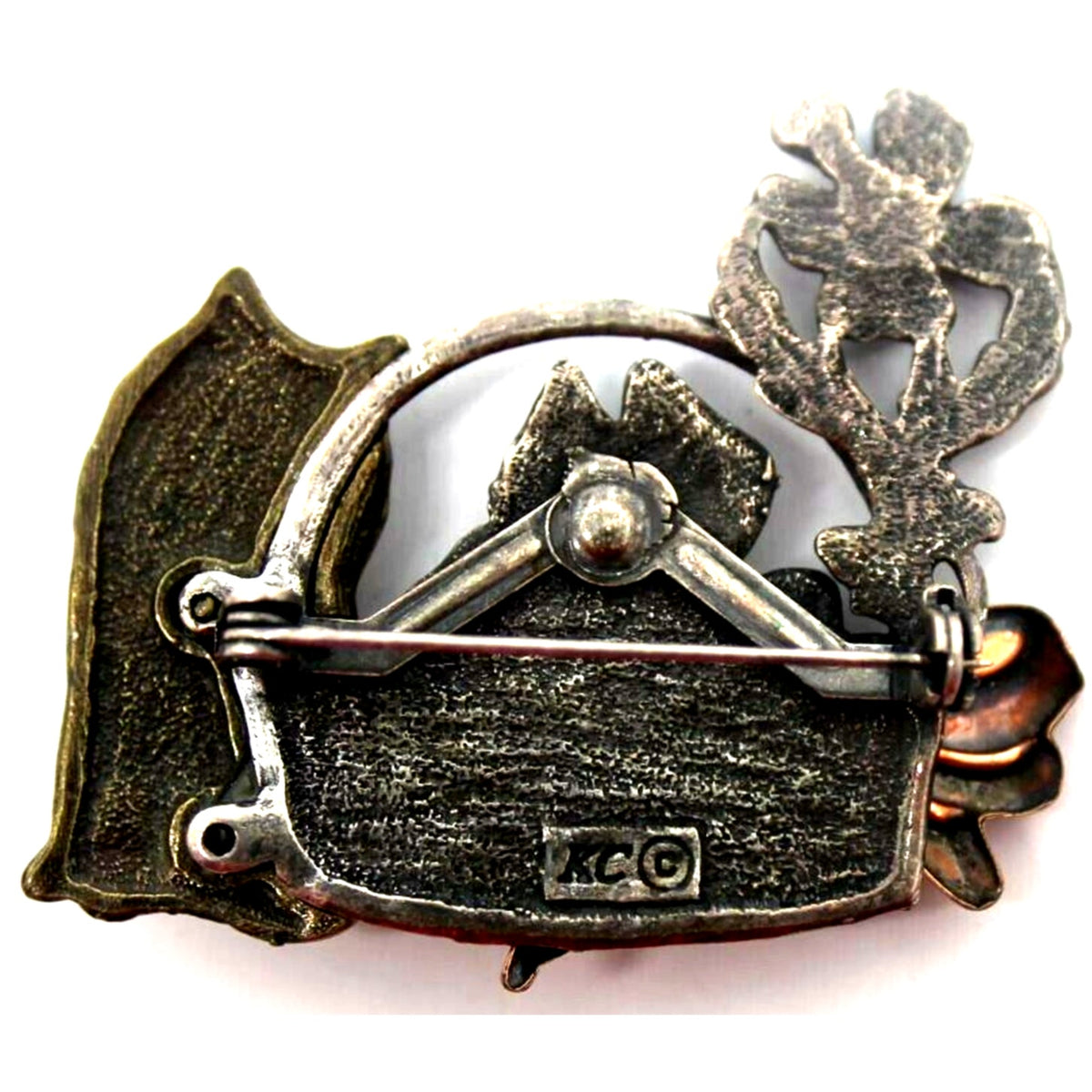 KC Kenneth Cole Cats Kitten Brooch Pin Rhinestone Flower Accent Bow Basket