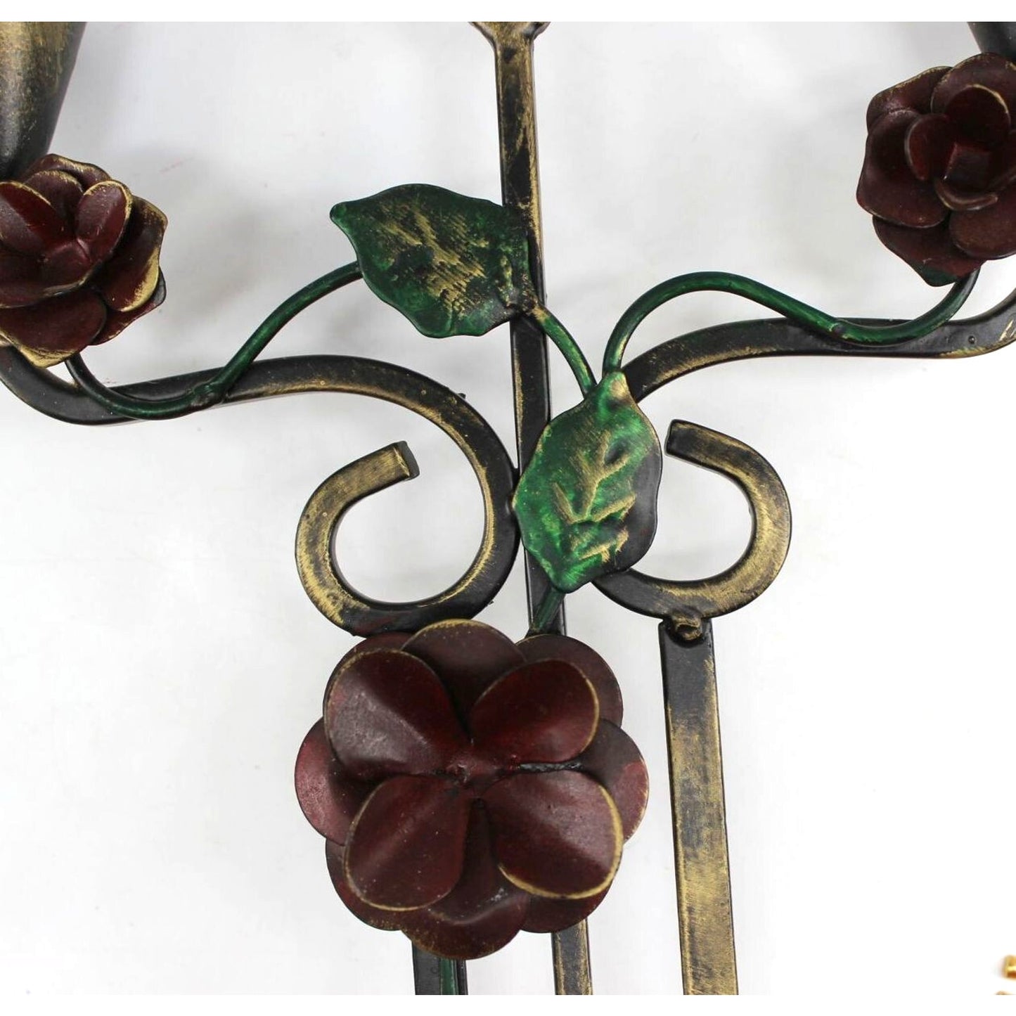 Vintage 3 Arm Candelabra Holder Flowers Leaves Candles Included 11"X8.5"