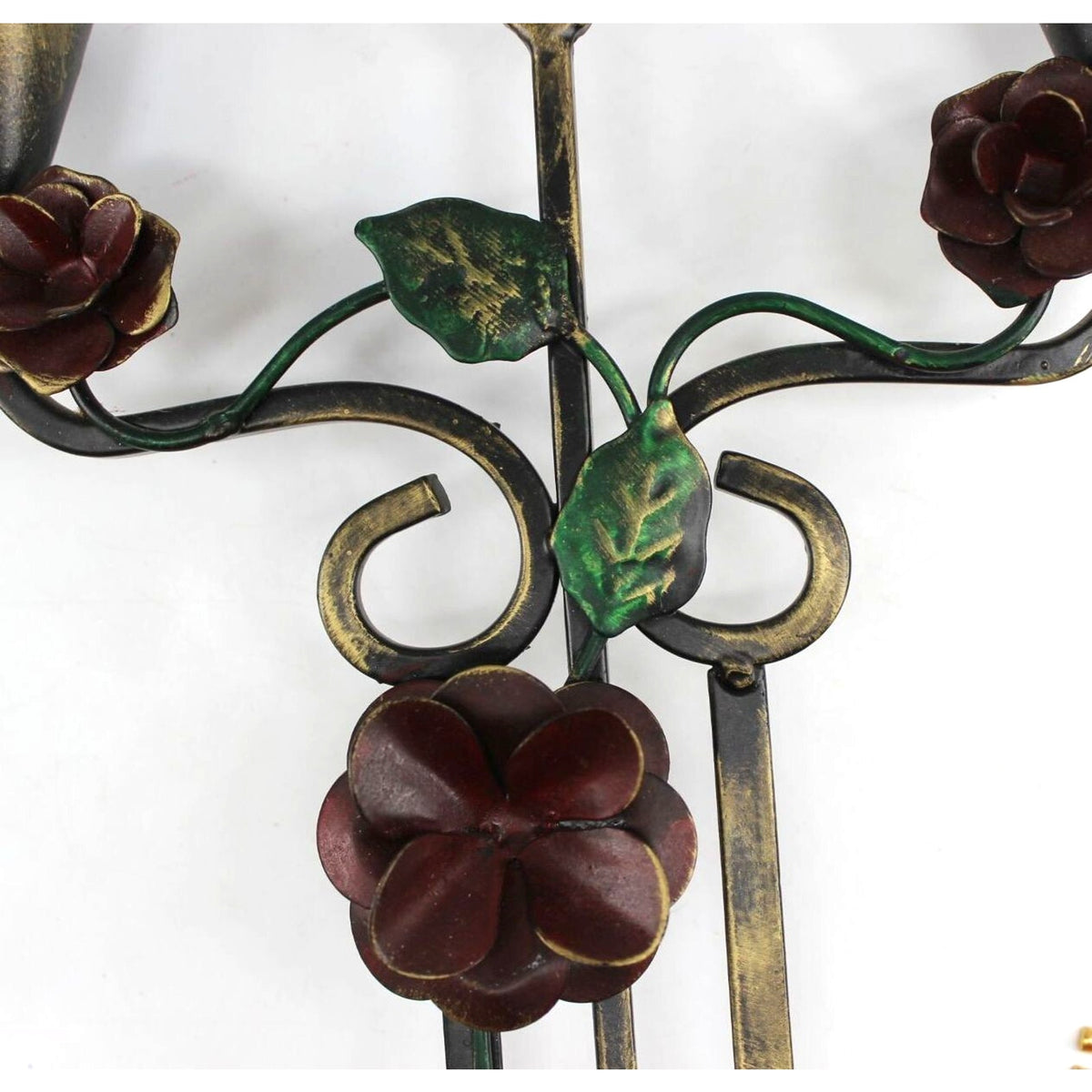 Vintage 3 Arm Candelabra Holder Flowers Leaves Candles Included 11"X8.5"